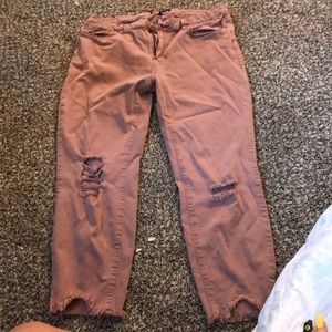 Mauve ripped jeans